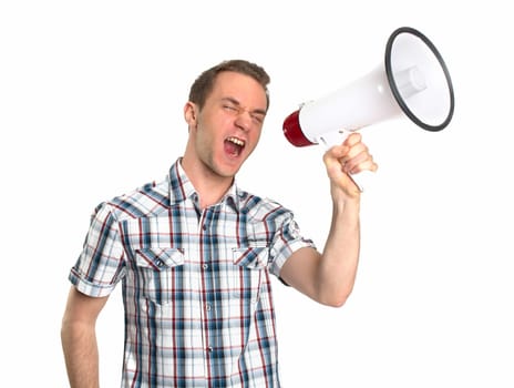 Young man with megaphone