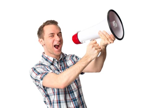 Young man with megaphone
