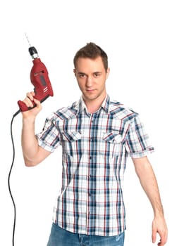 Young man with drill