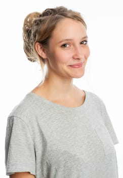 Blonde girl with high-cut hairstyle