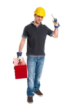 Young man with tool case