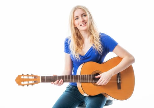 Blonde girl with guitar