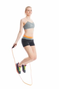 Blonde girl with skipping rope