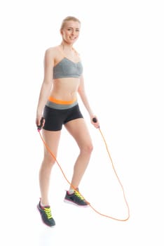 Blonde girl with skipping rope