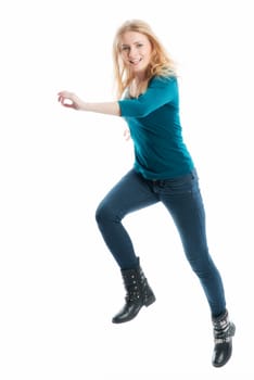 Blonde girl full of vigour