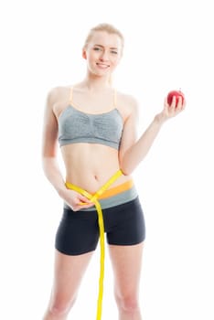 Blonde athlete with tape measure