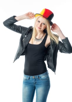 Blonder football fan