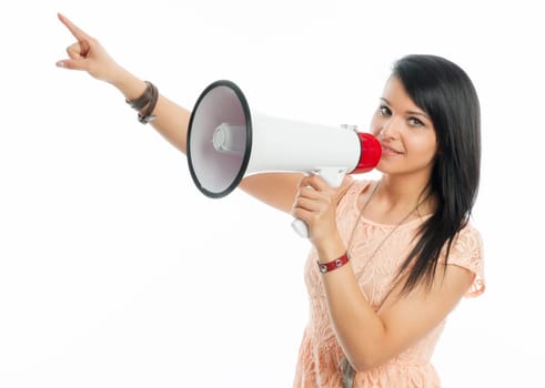 Black-haired girl with megaphone