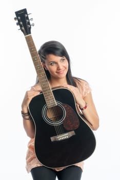 Black-haired girl with guitar