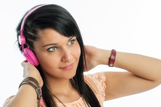 Black-haired with headphones