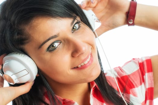 Black-haired with headphones