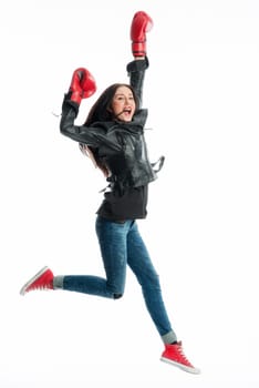Young woman with boxing gloves