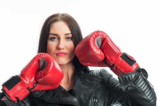Young woman with boxing gloves