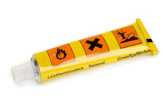 A yellow tube of glue