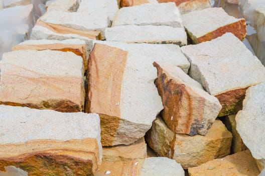Dry stone bricks made of German sandstone ready for processing