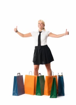 Blonde woman shopping