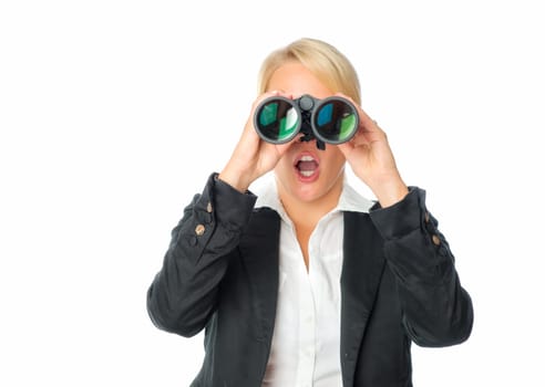Businesswoman with binoculars