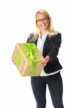 Businesswoman with gift