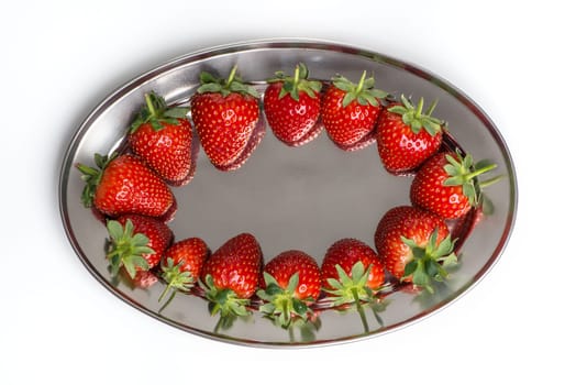 Strawberries on a silver tray