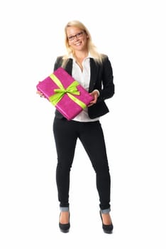 Businesswoman with gift