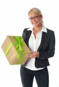 Businesswoman with gift