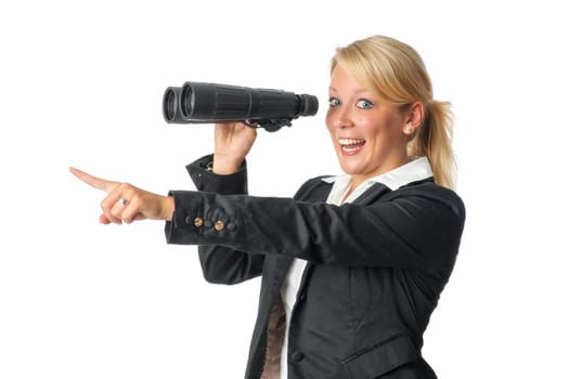 Businesswoman with binoculars