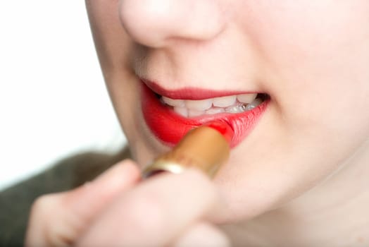 Female mouth with lipstick