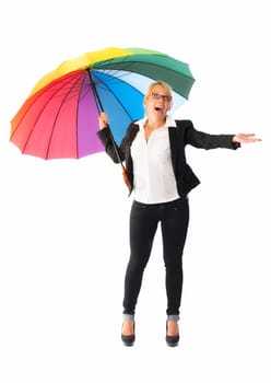 Businesswoman with umbrella