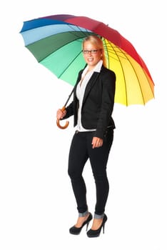Businesswoman with umbrella