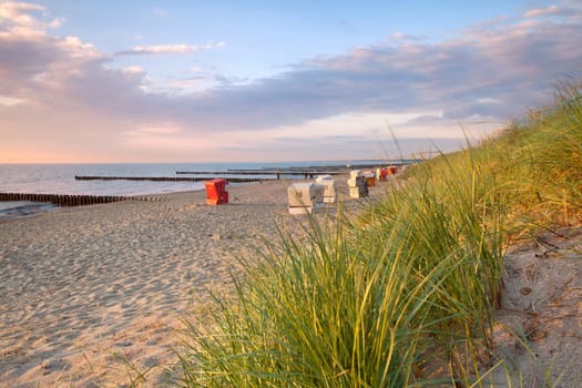 Beach baskets by the sea