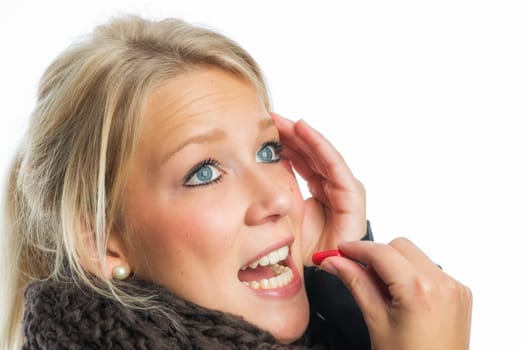 Sick blonde woman with medication