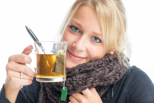 FRau with tea glass