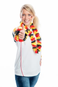 Female blonde football fan