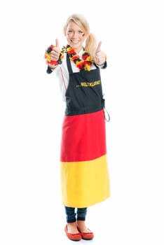 Female blonde football fan