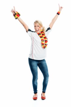 Female blonde football fan