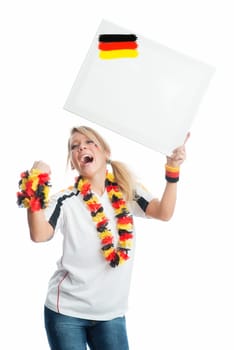 Cheering football fan with German flags