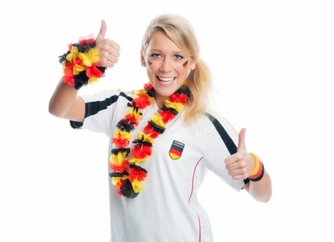 Female blonde football fan