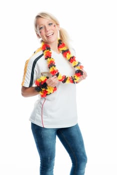 Female blonde football fan
