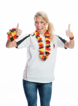 Female blonde football fan