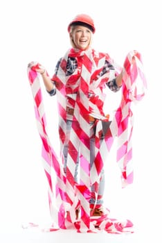 Woman wrapped in cordon