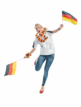 Blonde female football fan