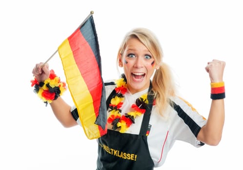 Blonde female football fan