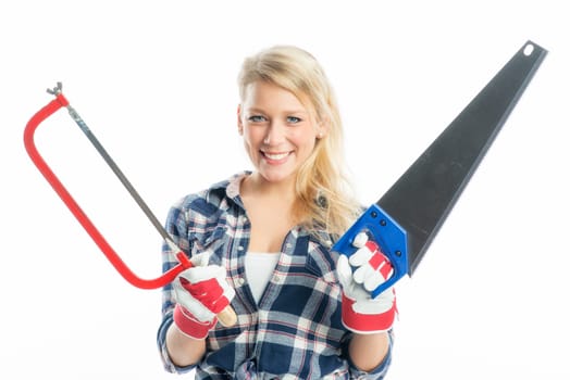 Woman with iron saw and foxtail