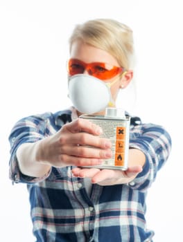 Woman with paint can