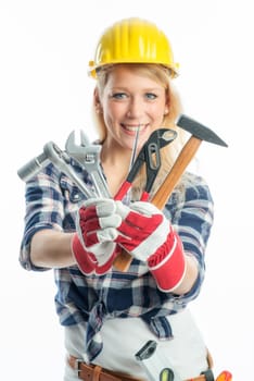 Female craftsman with tools