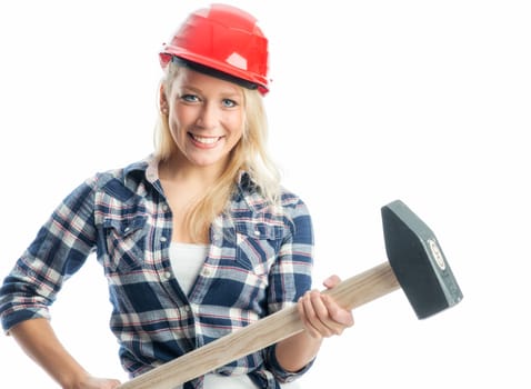 Female craftsman with sledgehammer