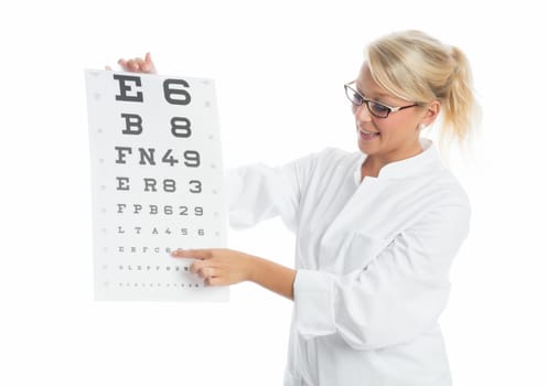Doctor gives a vision test
