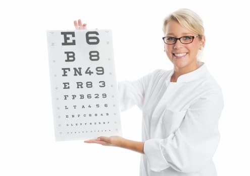 Doctor gives a vision test