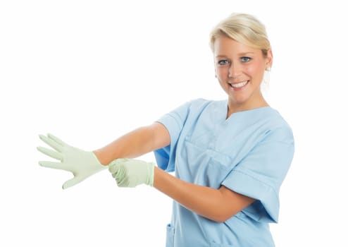 Nurse with latex gloves