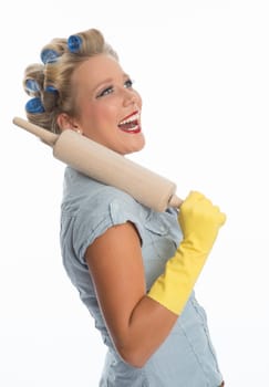 Housewife with rolling pin